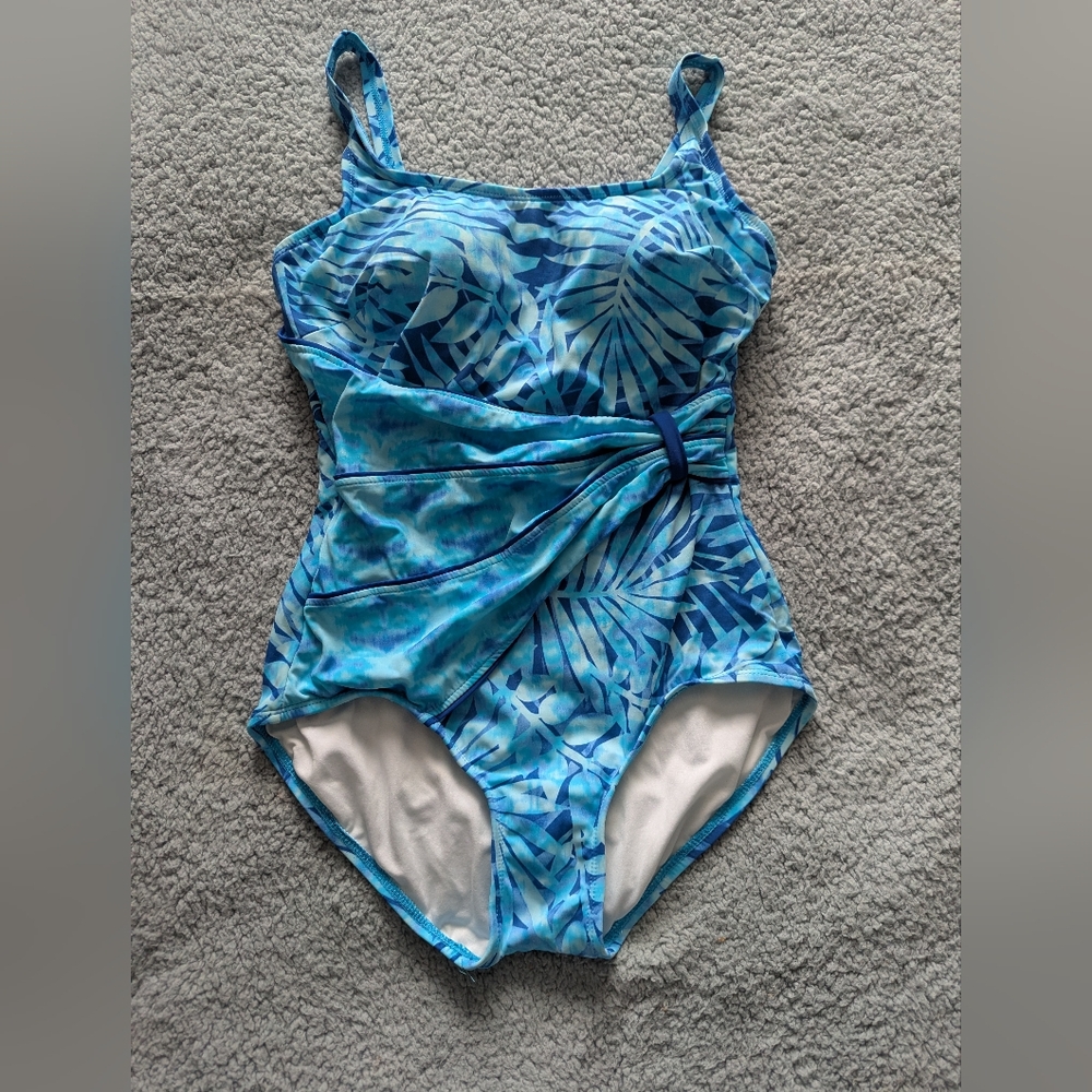 Roxanne Vibrant Gathered One Piece Swimsuit Sz.10 Bra Size 34DD